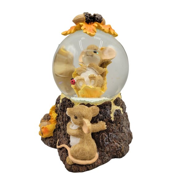 Charming Tails Snow Globe Enjoy The Changes Mice Bird Acorns Fall Autumn - Picture 3 of 14